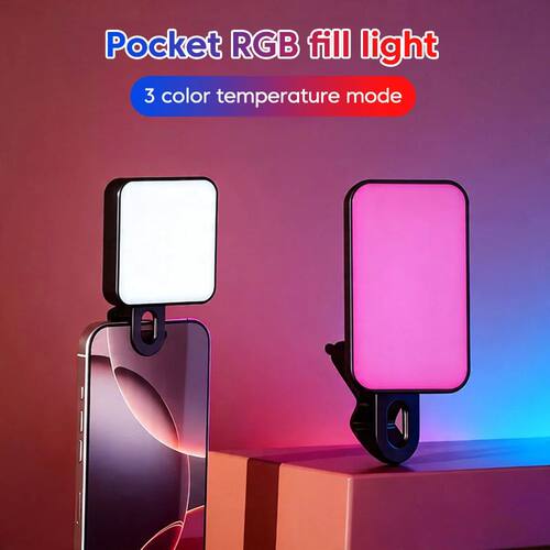 Portable Mini Clip On Selfie Fill Light Rechargeable 3Modes