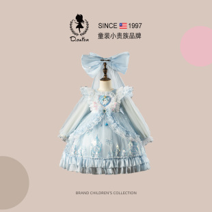 sesameclub冰雪奇缘艾莎公主裙女童秋季 爱莎女孩生日纱裙礼服裙子