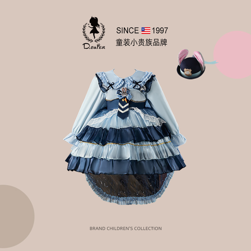 sesameclub女童兔子警官衣服裙子