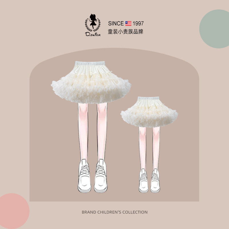 sesameclub女童tutu裙蓬蓬裙半身蛋糕裙女童公主裙母女亲子装裙子