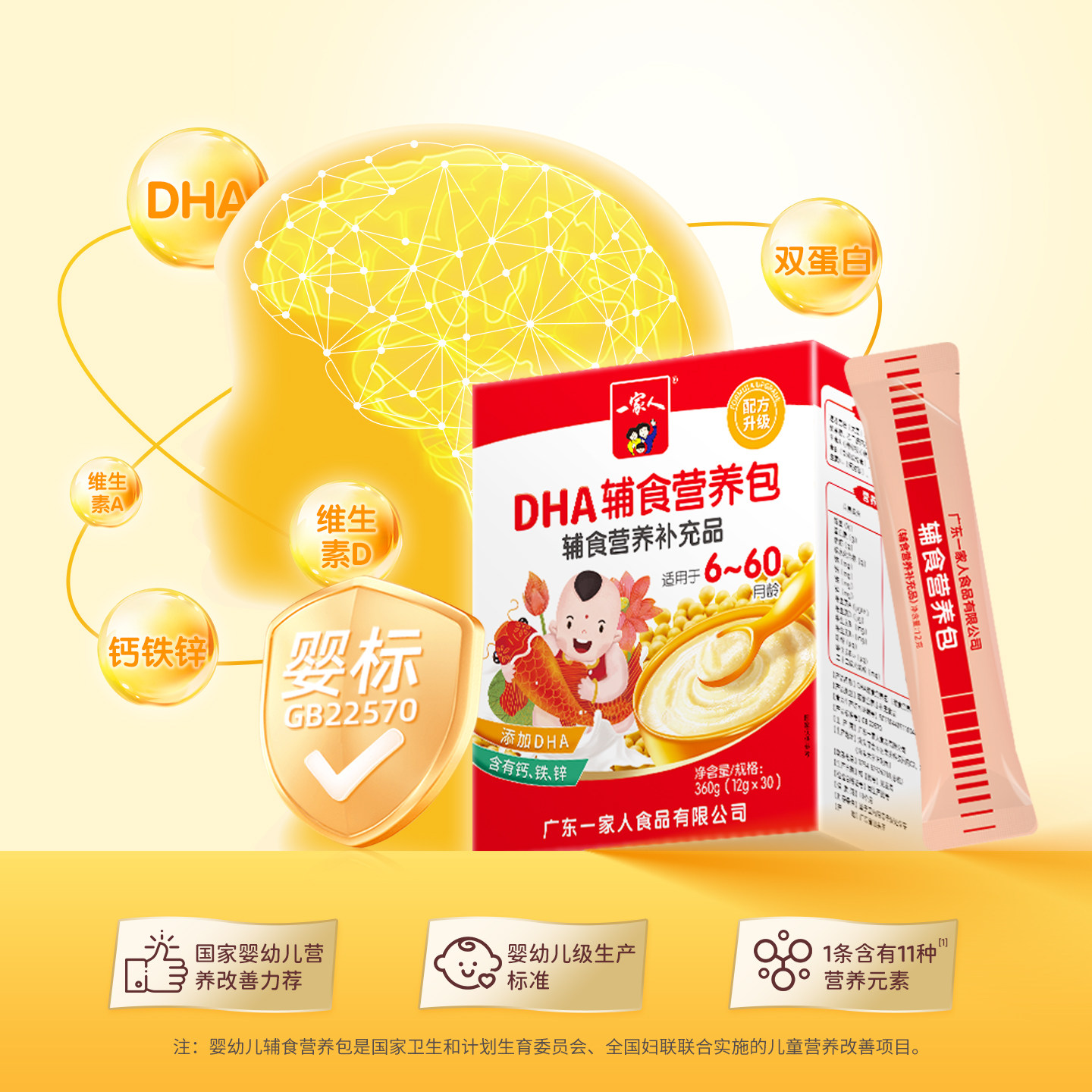 【藻油DHA营养包】一家人辅食营养包钙铁锌婴幼6月-5岁儿童