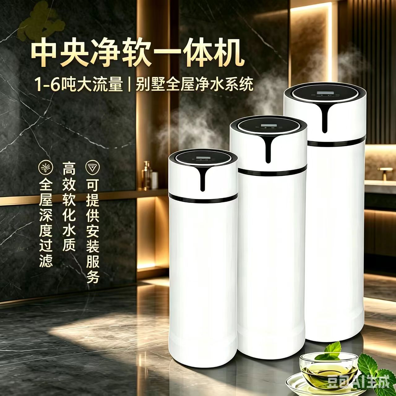 德尼斯中央软净一体机别墅全屋净水器 无盐软水机 阻垢器 除氯