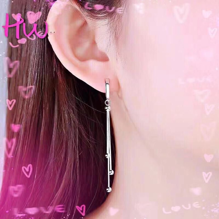 999纯银耳环女款流苏耳坠长耳勾防过敏日韩耳饰品女士款足银耳坠