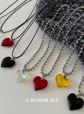 欧美钛钢项链爱心项链气质水晶心形吊坠锁骨链甜酷y2k辣妹配饰