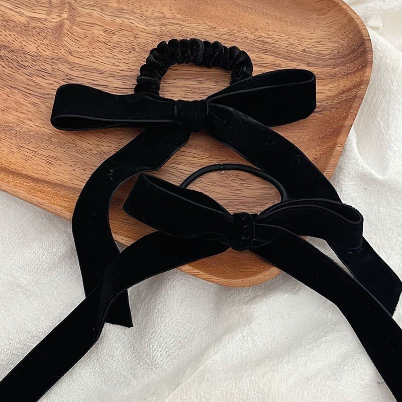 韩国ins双面天鹅绒蝴蝶结皮筋宝拉同款头饰发绳女扎头低马尾发饰