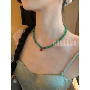 绿玛瑙串珠红玉 MONA 抢先加购 项链配饰女 5.31日早10点上新