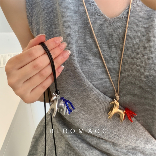 新款 项链轻奢小众设计感百搭可调节毛衣链 创意小马桑尼吊坠长款