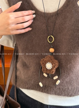 韩卡通充棉布艺花朵项链方枕头玩偶车钥匙扣挂件手机挂绳包包挂饰