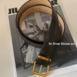 复古美拉德棕色做旧擦色腰带mio字母扣皮带网红博主同款 带女 裤