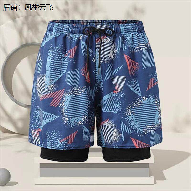 泳裤男款爸爸大码加肥加大300斤男式沙滩海边双层速干平角防尴尬