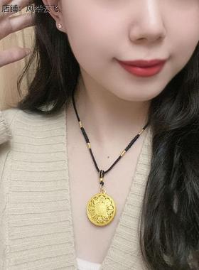 八宝罗盘黄金吊坠编绳越南沙金八宝罗盘项链男女款古法传承吊坠黄