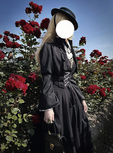 【尾款】-寡妇风长款收腰哥特黑蔷薇-外套JSK-衬裙