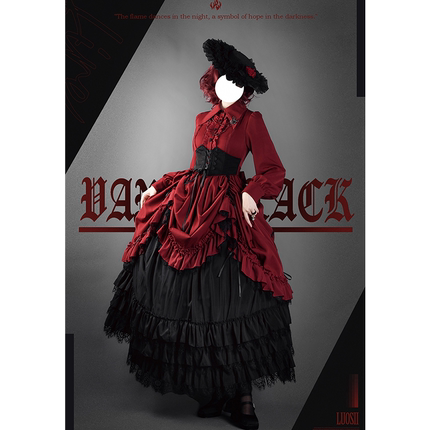 【定金】圣职系嗜血狂宴斜纹工装TR自带腰封哥特长裙提拉摆红黑OP