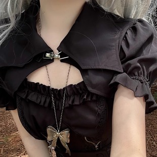 【尾款】紫色哥特鱼尾裙SK姬袖接袖植绒哥特蝙蝠小坎肩哥特吊带