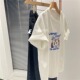 潮牌印花短袖 半袖 T恤女2024夏季 设计感小众宽松大码 上衣 新款 美式