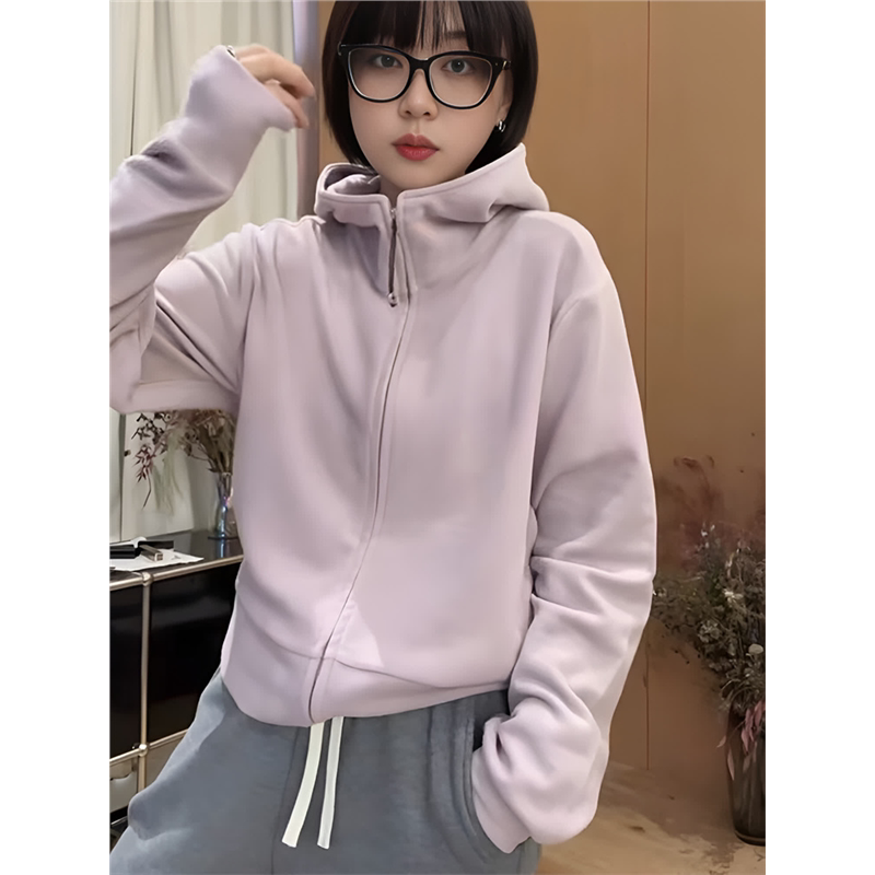 德绒连帽卫衣女款2024新款爆款高级感超好看开衫外套女春秋款上衣