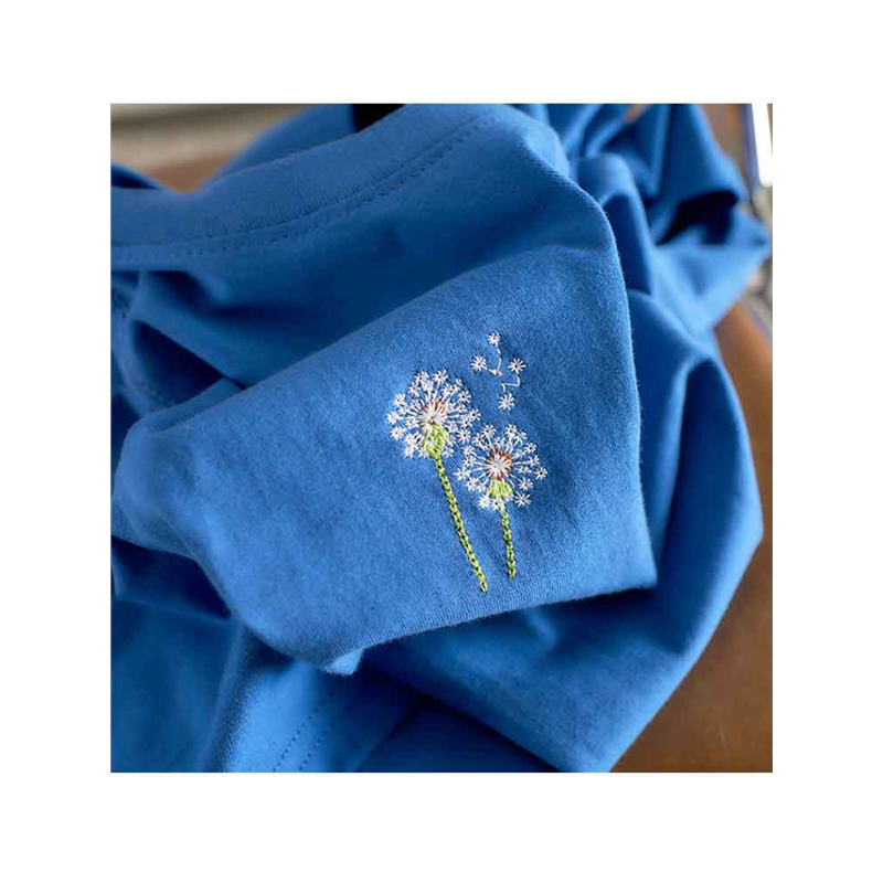 漂亮法式上衣高级感洋气减龄蓝色刺绣正肩短袖t恤女夏季2024新款