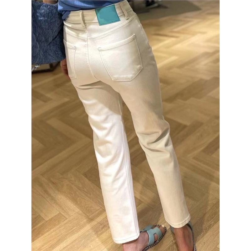 显瘦小个子九分裤直筒窄版白色牛仔裤子修身包臀铅笔裤长裤女秋季