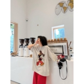 T恤 戴帽卡通米奇毛巾绒舒适百搭休闲圆领短袖 韩国东大门冬季 新款