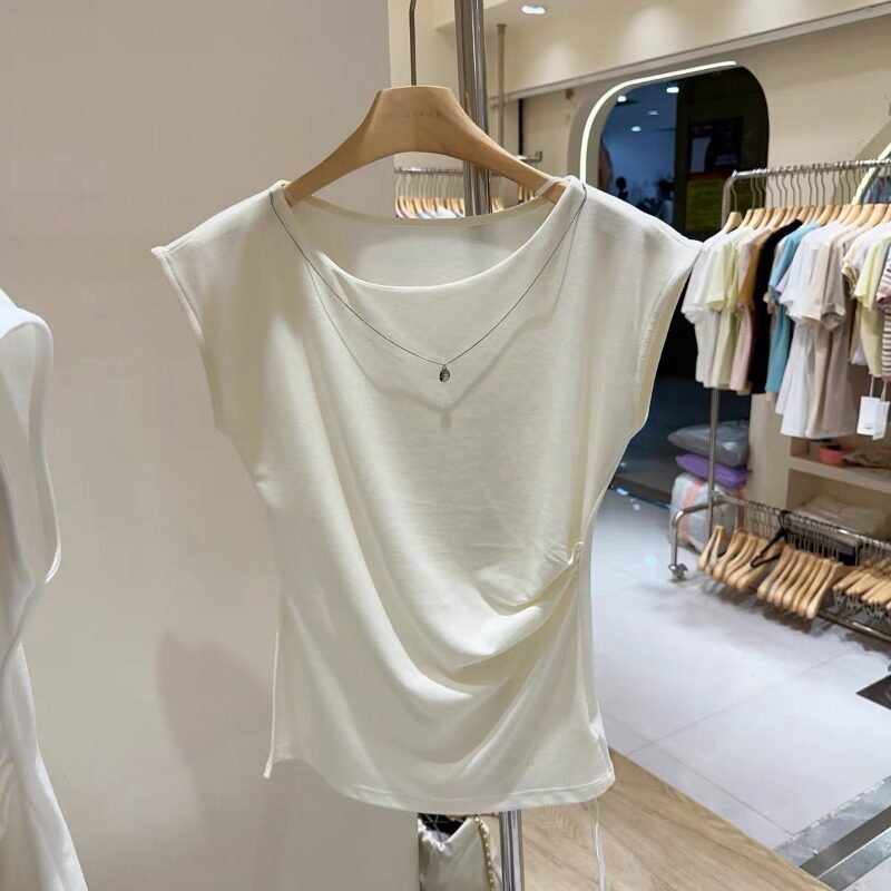 深圳南油女装高端设计师款广州十三行欧货上衣无袖收腰T恤2024夏