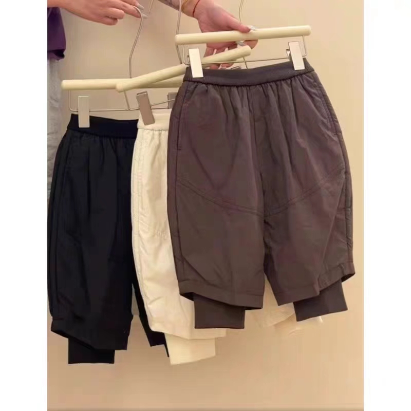 韩国2025儿童秋冬季加厚棉裤女童百搭纯色宽松休闲裤男童夹棉长裤