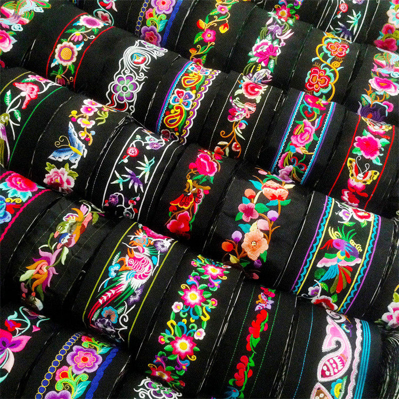 新款刺绣长条花边辅料苗族布依族壮族蒙古族少数民族风服装饰绣花