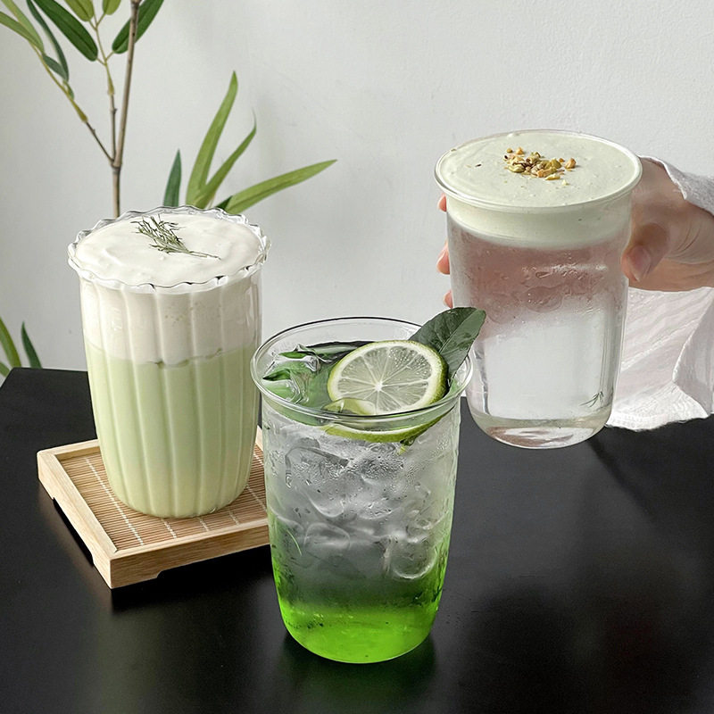 耐热水杯透明玻璃杯冰美式拿铁咖啡杯饮料杯茶饮果汁杯茶馆简约