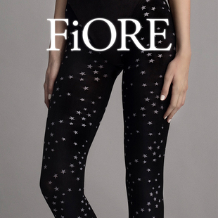 Fiore波兰进口丝袜打底裤 秋冬星星五星可爱提花黑色80D