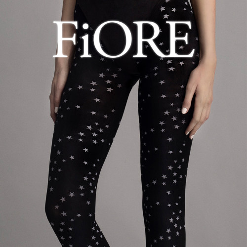 fiore波兰打底裤提花黑色丝袜