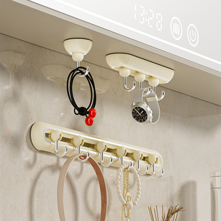 浴室万向旋转挂钩厨房门后壁挂粘钩免打孔六连排轨道式毛巾收纳架