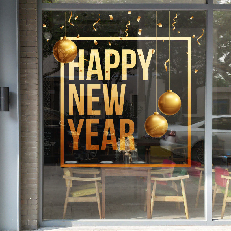 橱窗玻璃装饰贴纸英文字母窗贴新年快乐窗花卡通贴画春节装饰布置,家居饰品,软装墙贴,淘宝优惠券,粉丝福利购,淘宝优惠卷