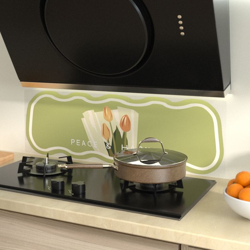 厨房自粘耐高温防水防油郁金香透明墙贴灶台瓷砖贴纸橱柜家用壁纸