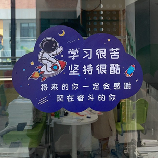 坚持学习创意励志标语门窗贴纸班级文化装饰自律贴画激励墙贴自粘