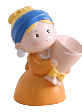 珍珠女孩捧花摆件桌面装饰品