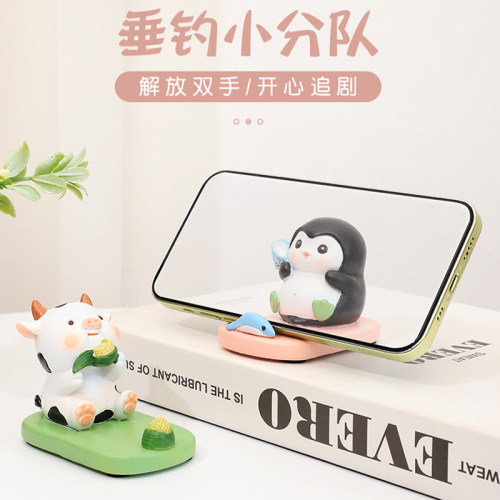 创意企鹅手机支架可爱树脂