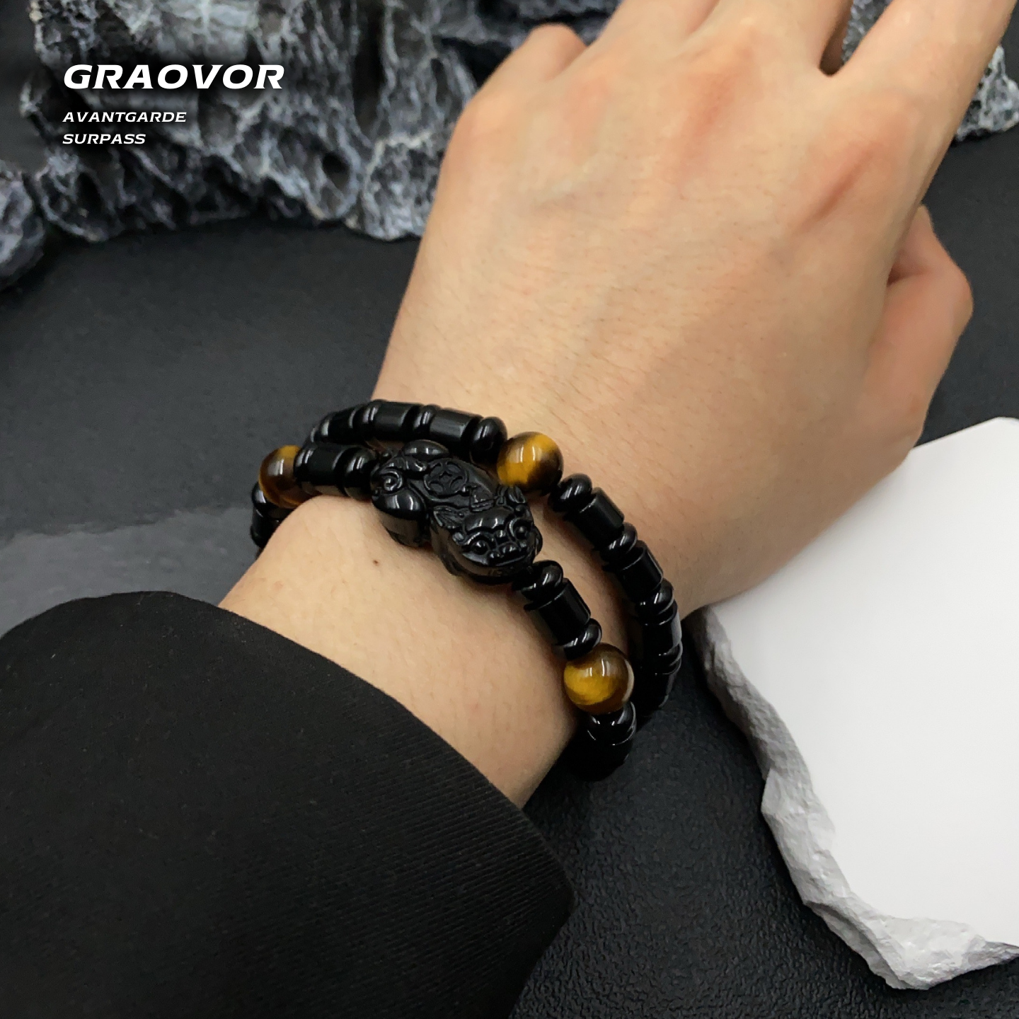 灰骜原创设计虎眼石貔貅手链