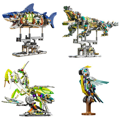 美及积木半机械体鲨鱼积木可动