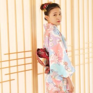 新款夏季免熨烫和服浴衣日本正装和服套装改良版粉色和服