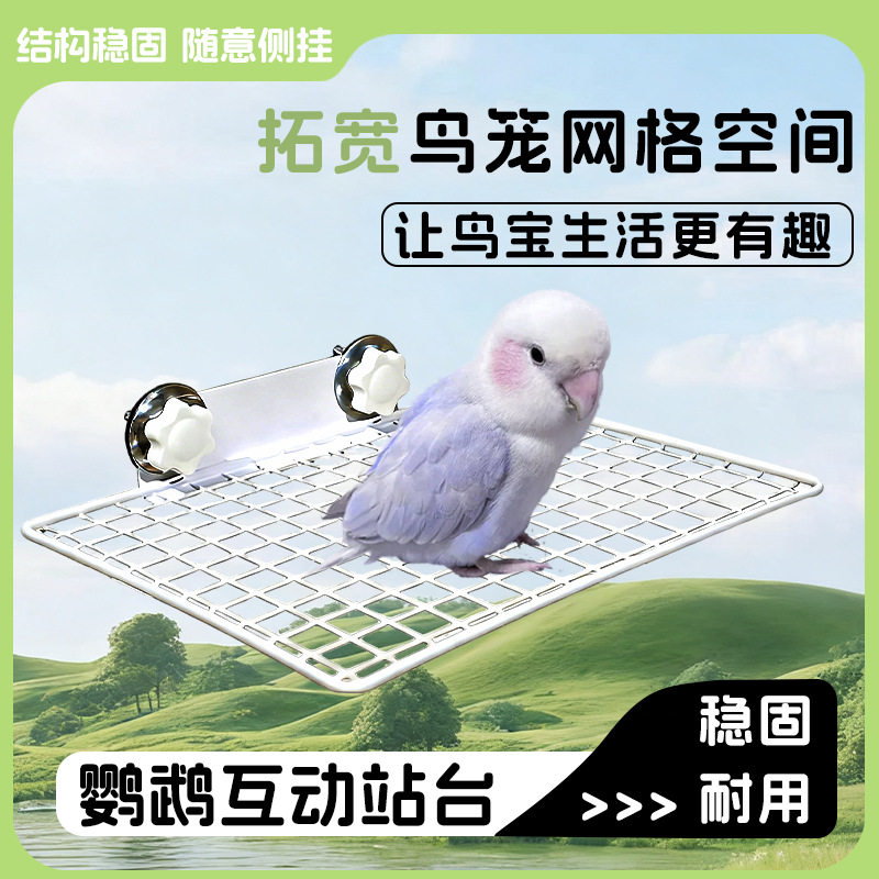 鹦鹉站架不锈钢鸟用站网格子网站板鸟笼配件虎皮玩具玄凤宠物用品