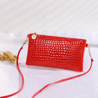 Summer crocodile-patterned small square bag for women, Japanese and Korean coins bag, patent leather keys, mobile phone, coin purse, hand-held single-shoulder crossbody bag thumbnail 6