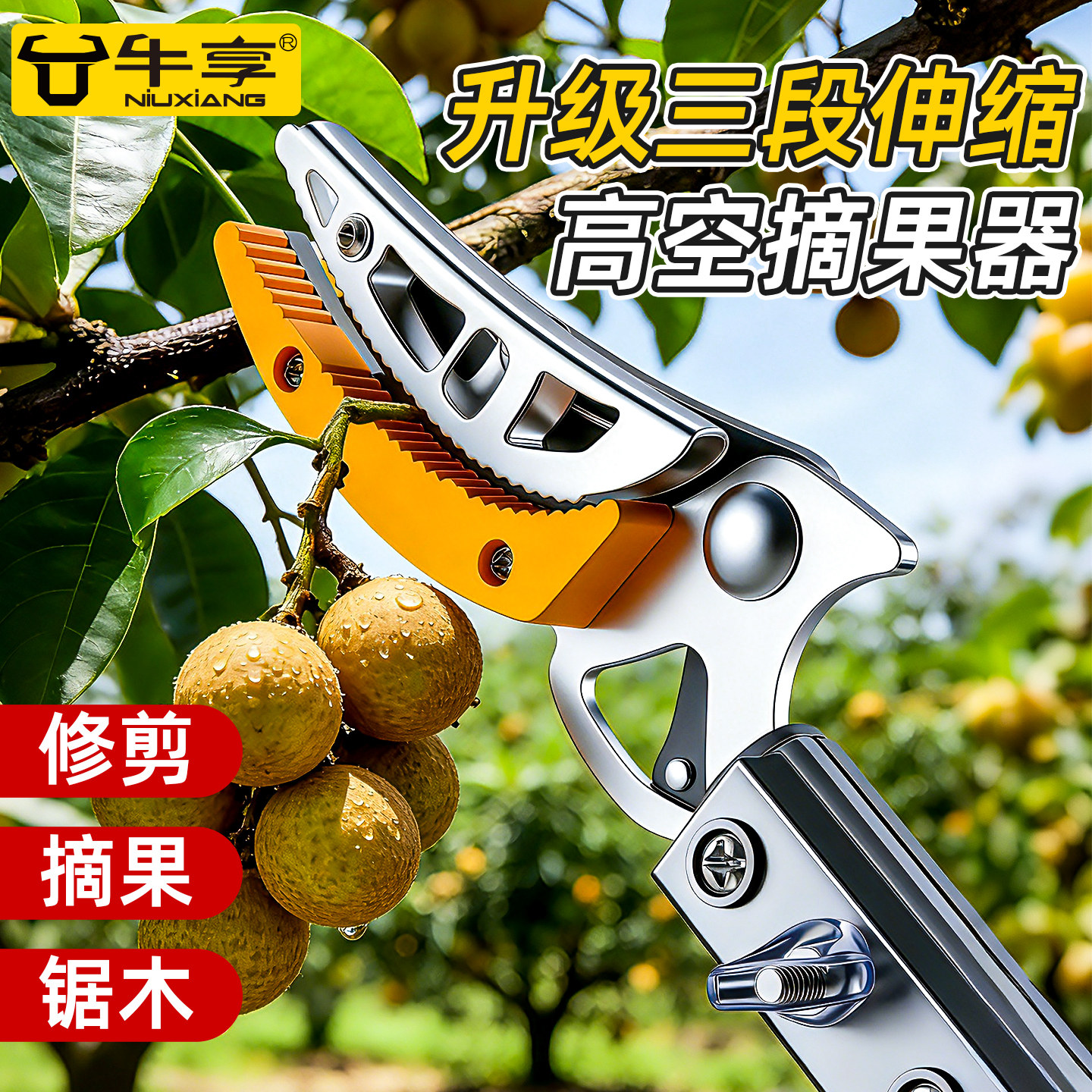 摘水果神器伸缩杆采摘荔枝花椒杨梅桃杏李高枝剪高空枝剪专用剪刀