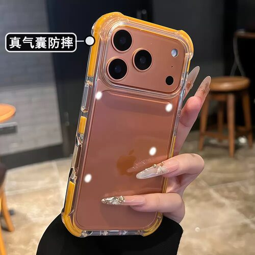 个性透明四角气囊防摔适用苹果17promax手机壳新款iphone16高级感15plus简约防滑14小众男13大孔镜头加高12女