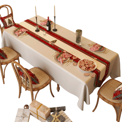 圣诞桌旗轻奢高端桌布中间条茶旗