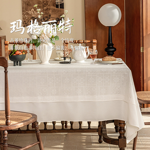 立体提花桌布白色棉麻餐桌布防水轻奢高级感餐桌垫布茶几台布2025