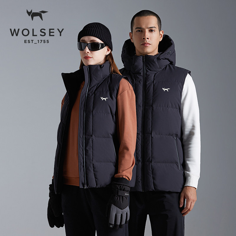 Wolsey极夜1911羽绒背心可拆卸帽户外保暖防寒轻量化羽绒马甲男女