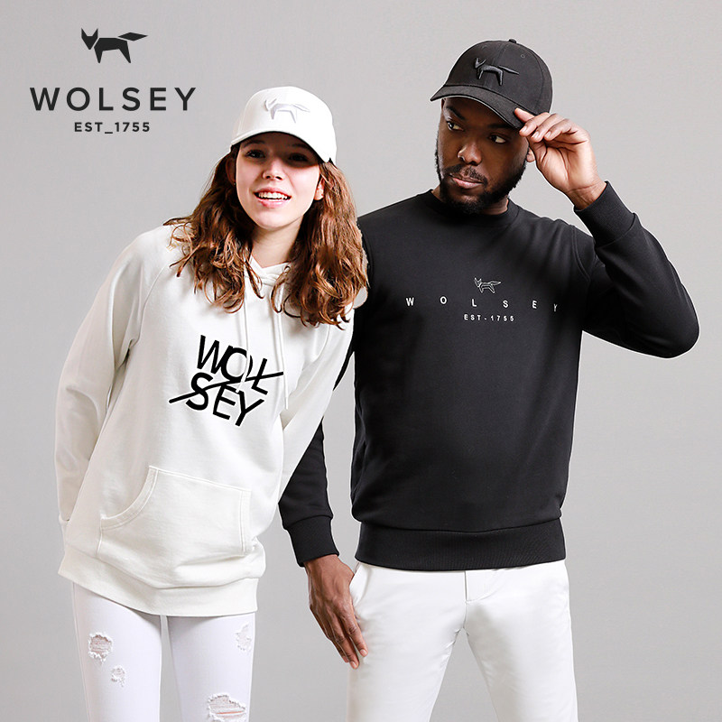 Wolsey秋季新款卫衣男女同款纯棉圆领套头衫宽松男春秋卫衣外套