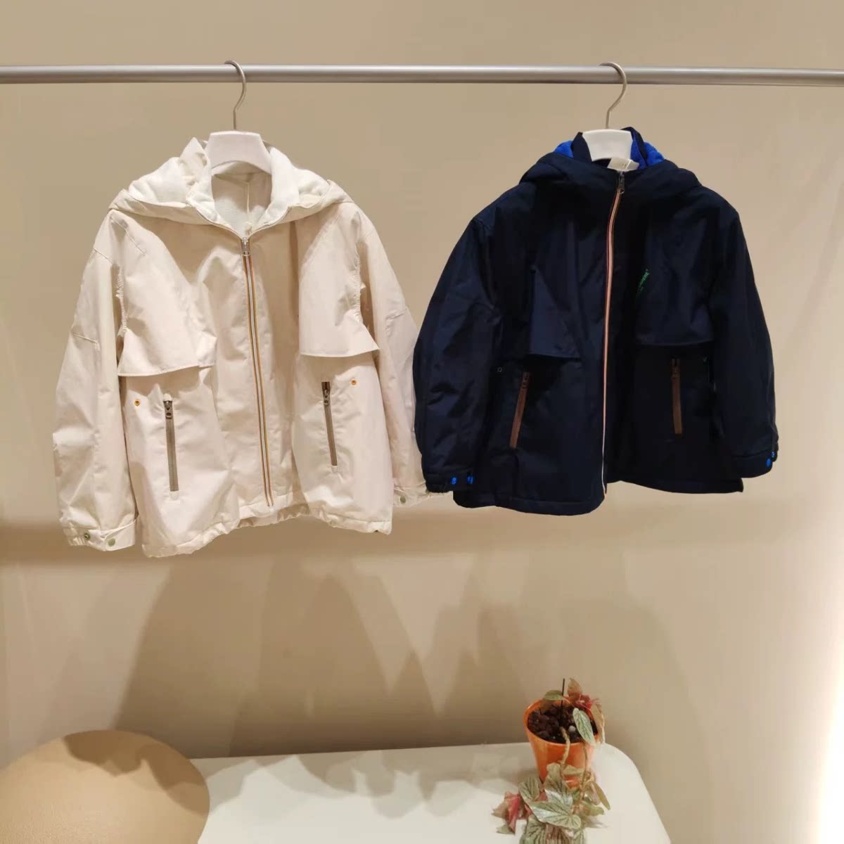 1Q9614290小江南童装26秋款男女童运动夹克撞色连帽宽松休闲外套