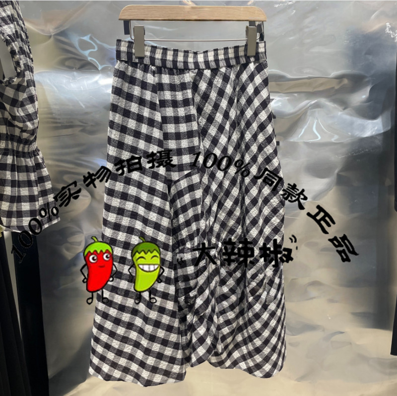 BDT2BD1617衣播女装新款复古格纹A字裙抽褶浪漫气质半身裙风辞典