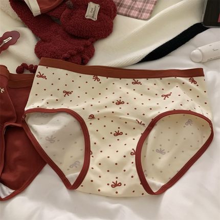 少女新婚红内裤7A纯棉抗菌加长裆中腰不夹臀本命年三角裤