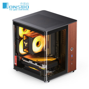 乔思伯TK0 TK1海景房曲面玻璃TypeC鱼缸ITX台式电脑桌面mini机箱